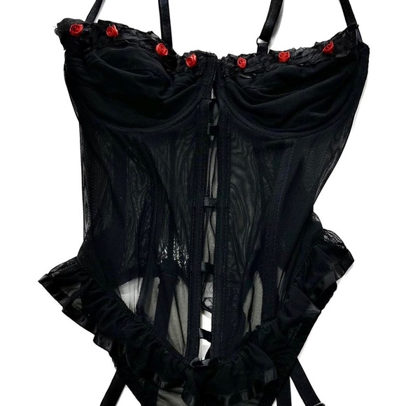 RARE 80S VTG VS ROSE BUSTIER BODYSUIT + GARTER - Picture 2 of 8